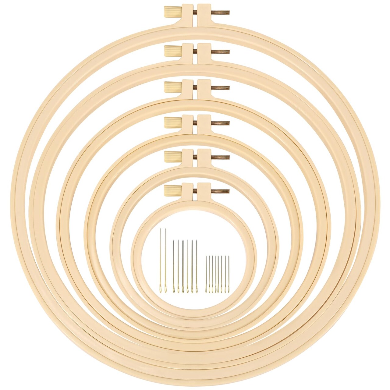 6 Pieces Embroidery Hoops 3 Inch to 10 Inch Cross Stitch Hoop Small Embroidery Hoop with 16 Pieces Needles for Embroidery